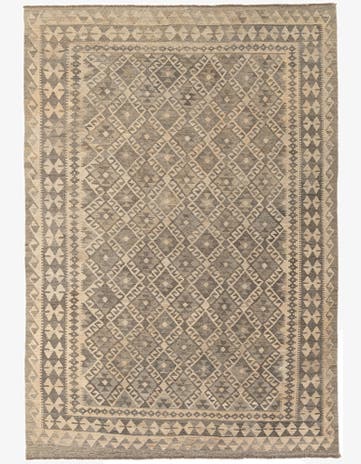 6' 8 x 9' 9 Hand Woven Kilim Maymana Wool Rug