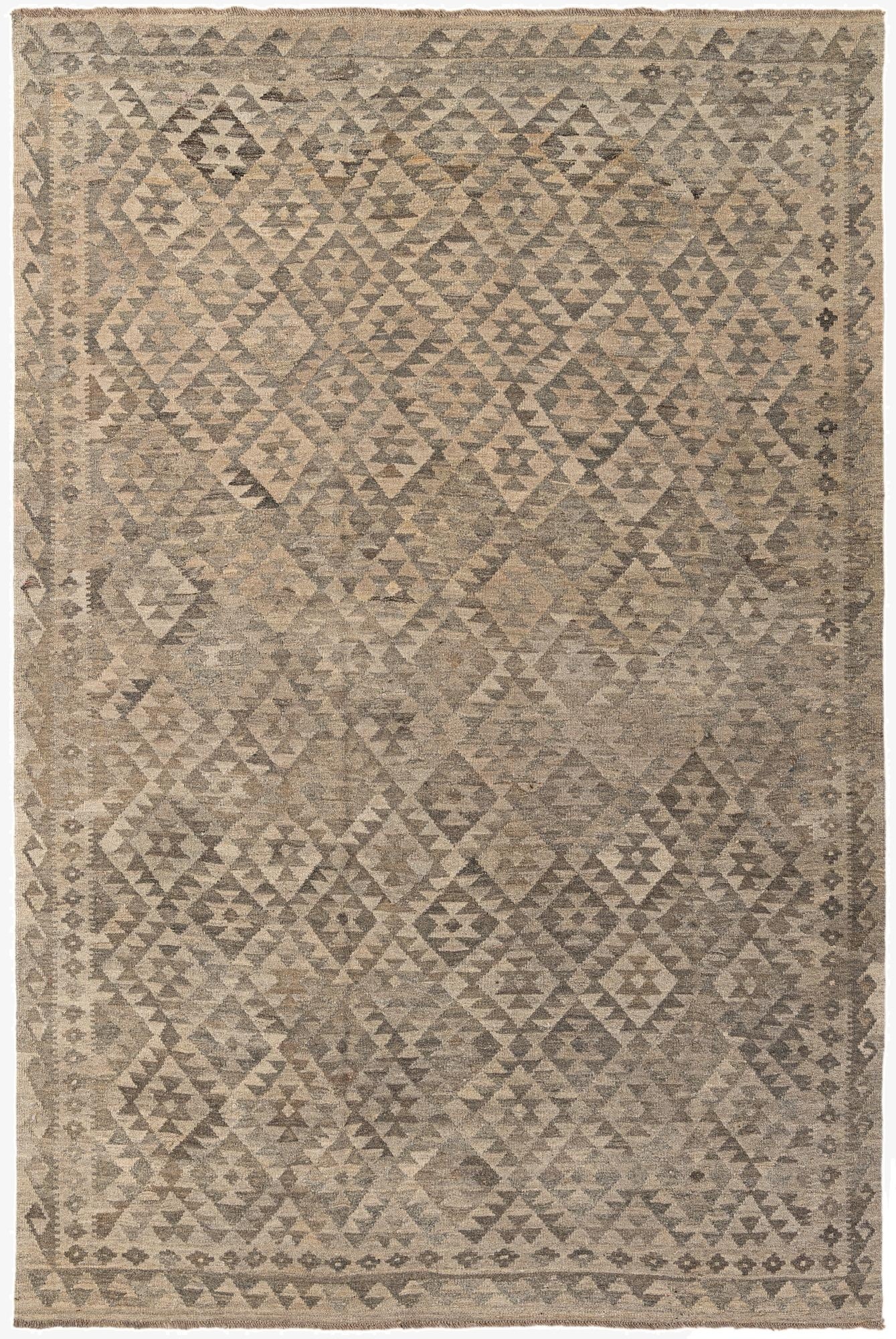 6' 6 x 9' 11  Hand Woven Kilim Maymana Wool Rug