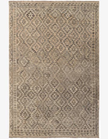6' 6 x 9' 11 Hand Woven Kilim Maymana Wool Rug