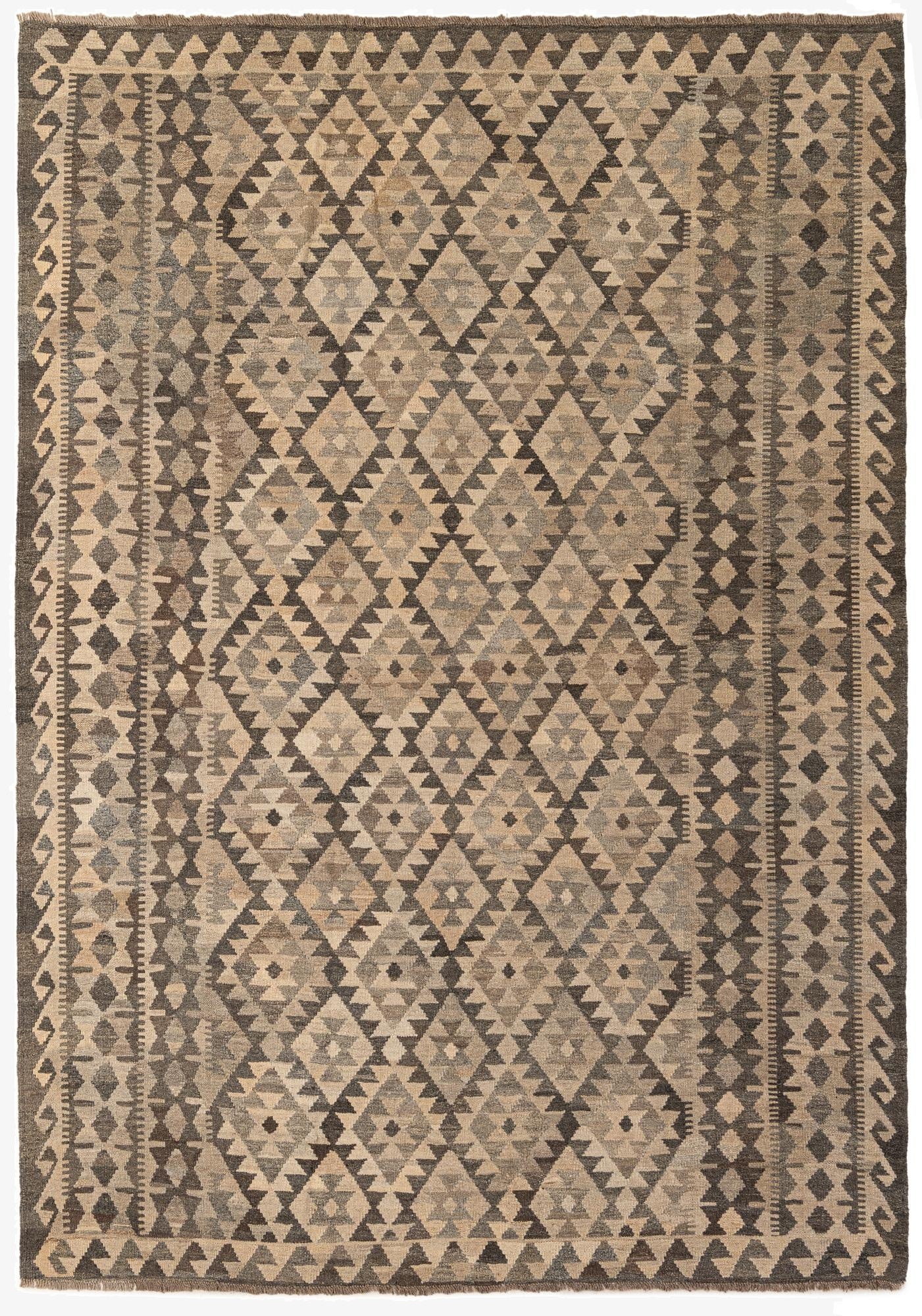 6' 10 x 9' 9  Hand Woven Kilim Maymana Wool Rug