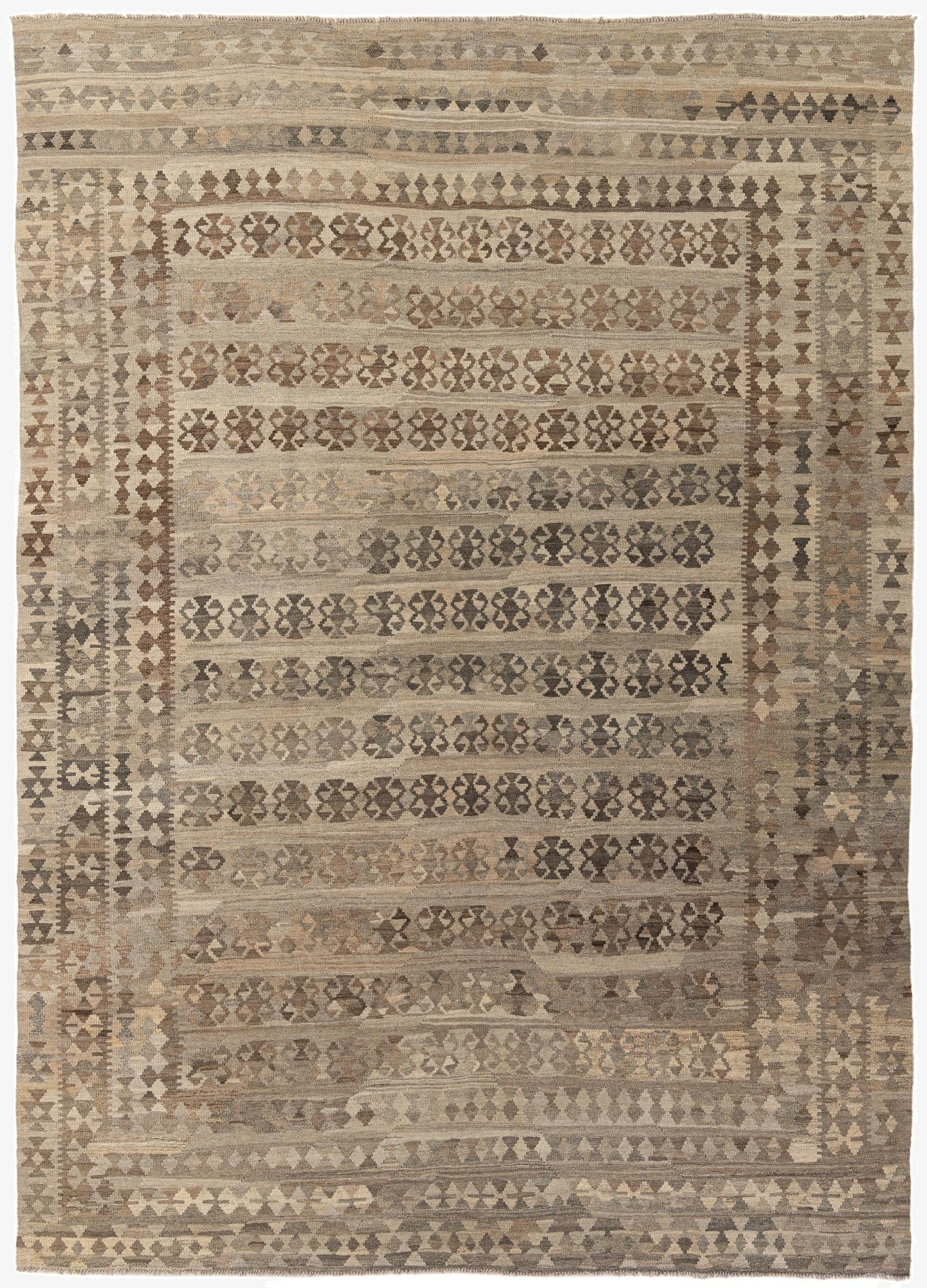 8' 3 x 11' 8  Hand Woven Kilim Maymana Wool Rug