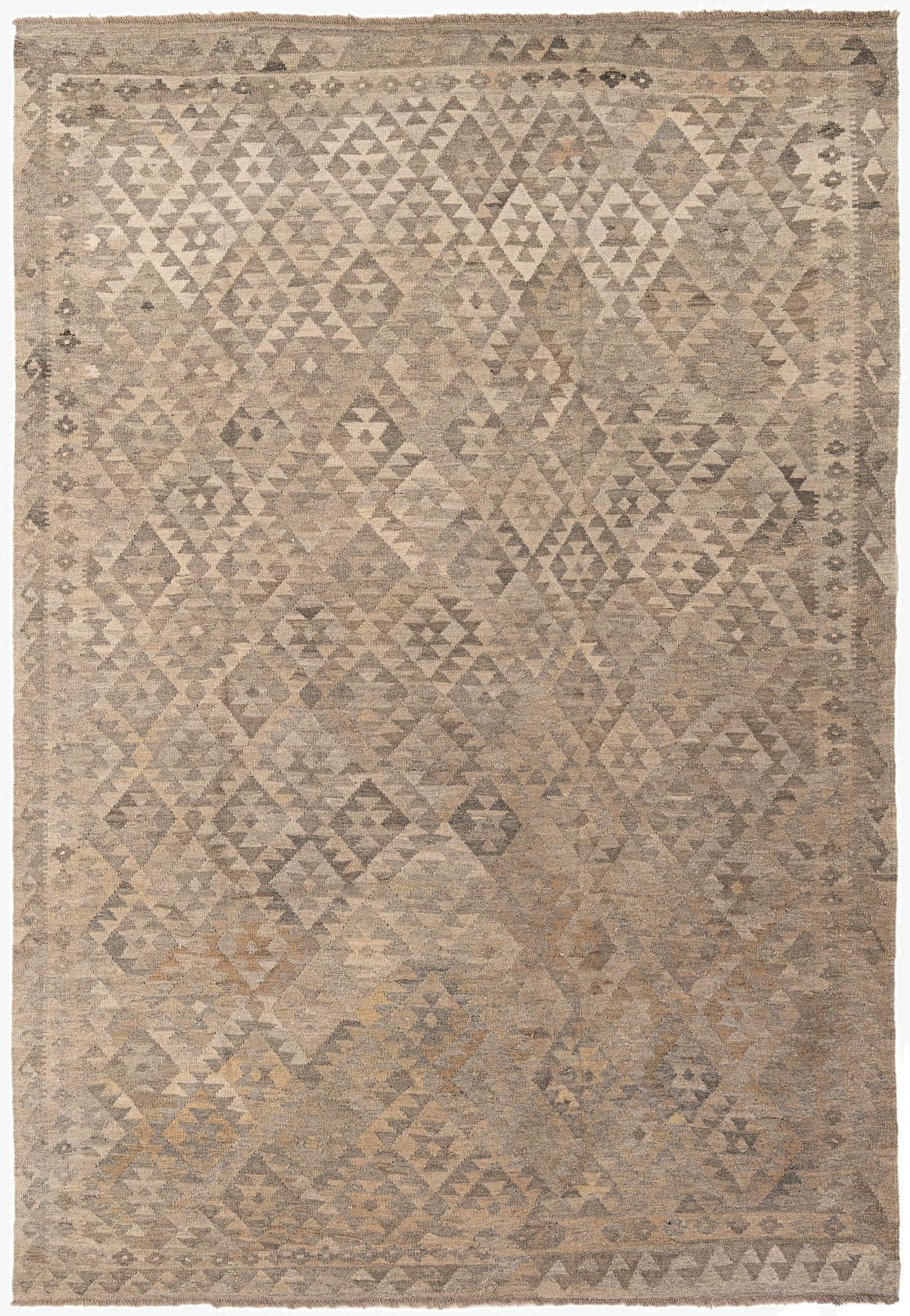 6' 8 x 9' 9  Hand Woven Kilim Maymana Wool Rug