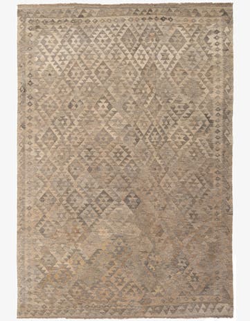 6' 8 x 9' 9 Hand Woven Kilim Maymana Wool Rug