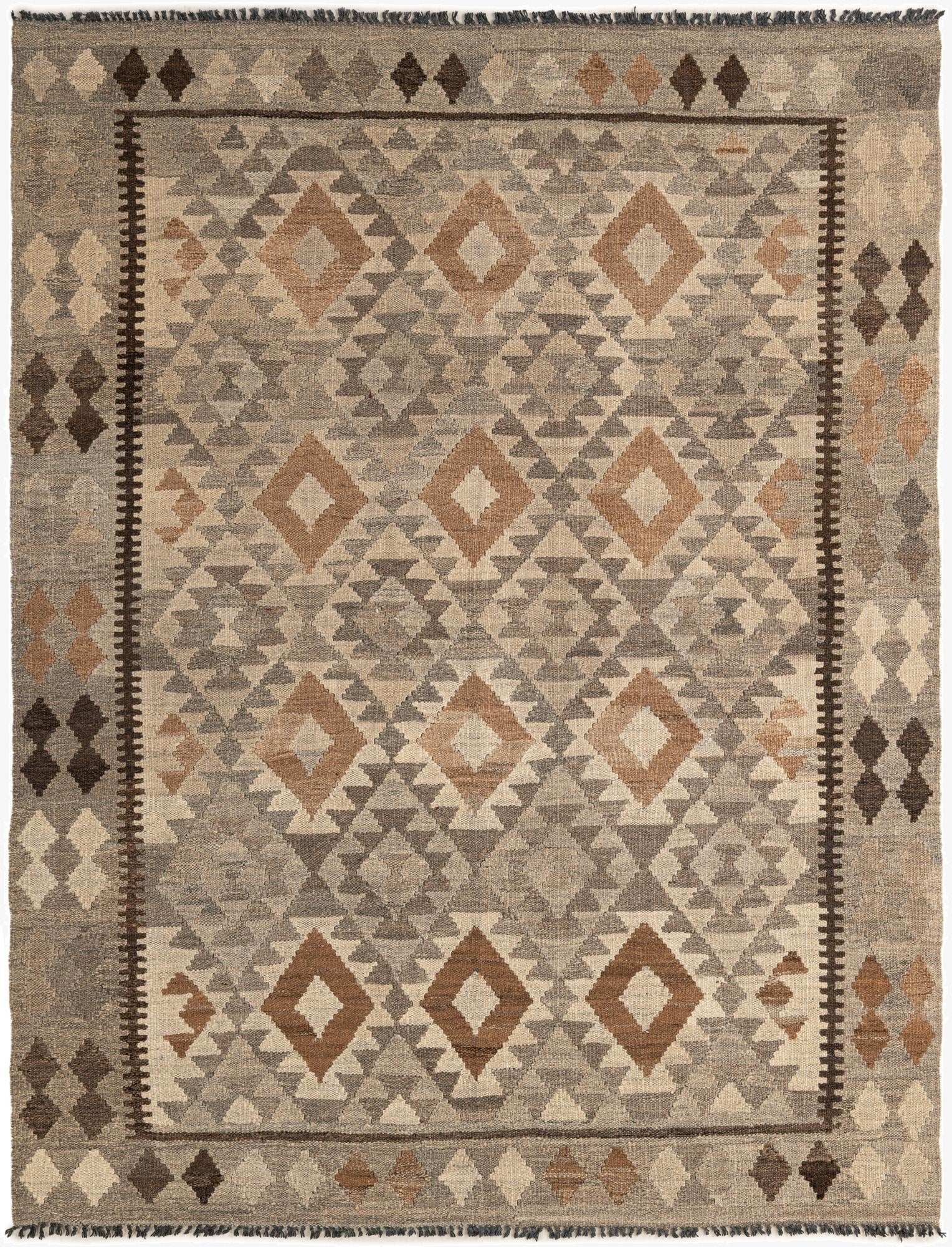 5' 2 x 6' 8  Hand Woven Kilim Maymana Wool Rug