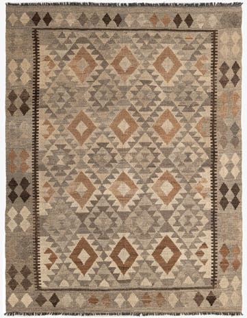 5' 2 x 6' 8 Hand Woven Kilim Maymana Wool Rug