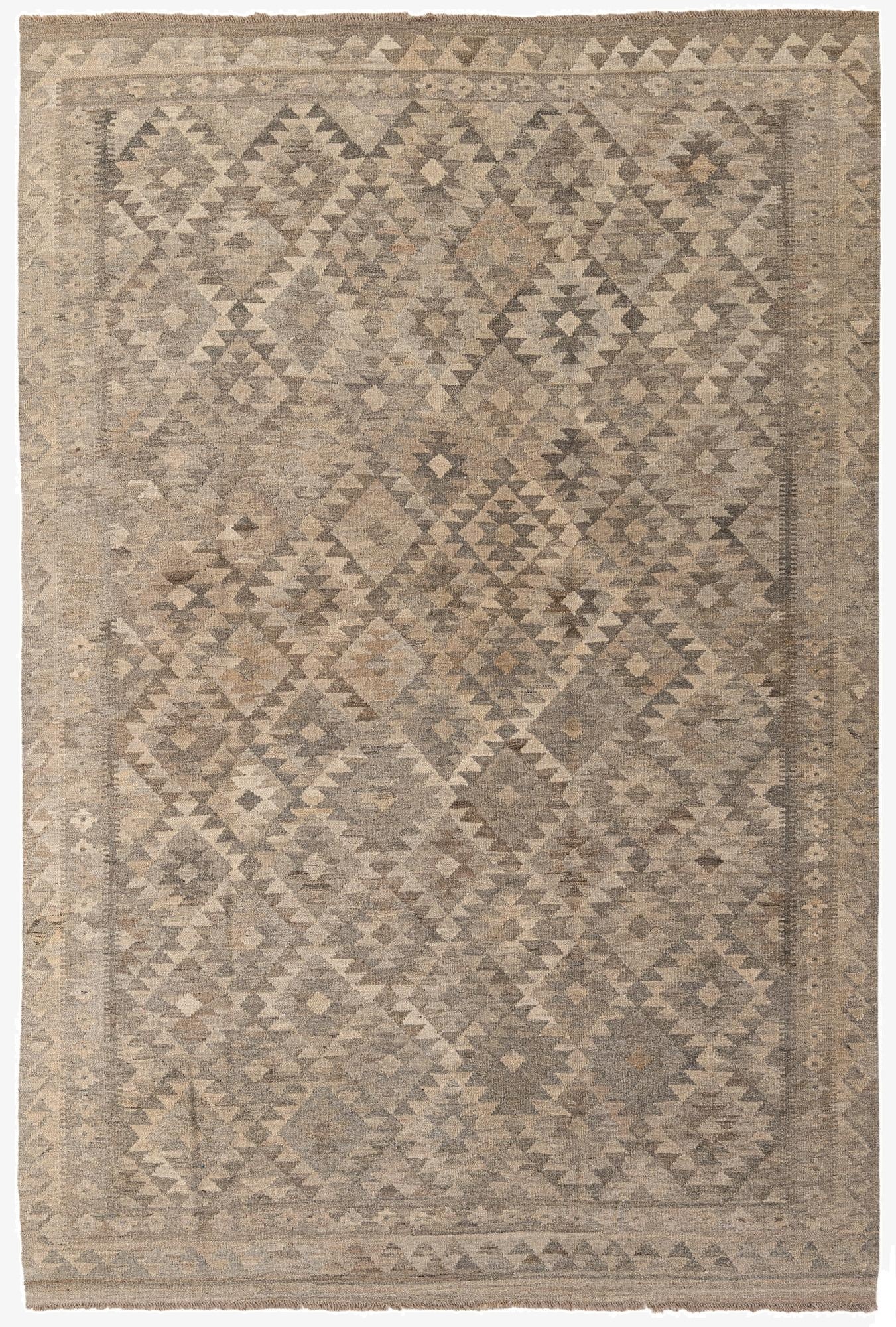 6' 6 x 9' 10  Hand Woven Kilim Maymana Wool Rug