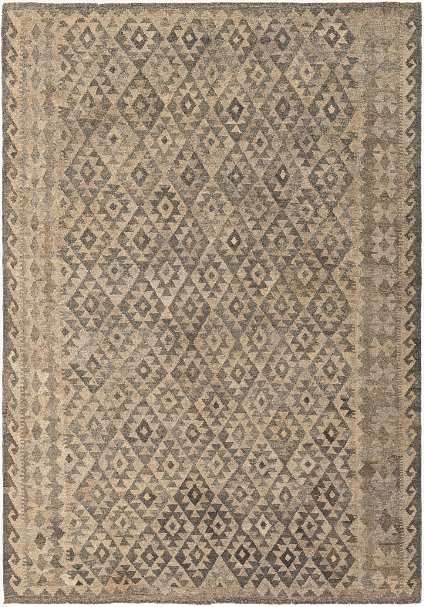 6' 8 x 9' 8  Hand Woven Kilim Maymana Wool Rug