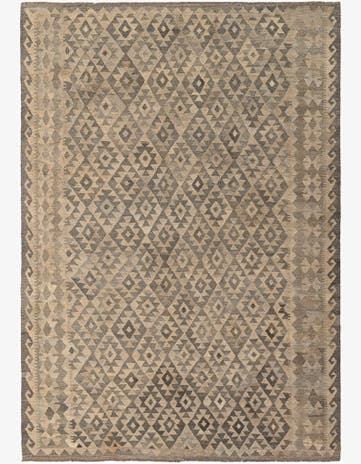 6' 8 x 9' 8 Hand Woven Kilim Maymana Wool Rug