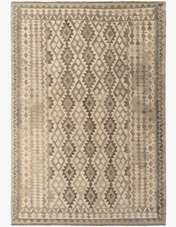 6' 9 x 9' 9 Hand Woven Kilim Maymana Wool Rug