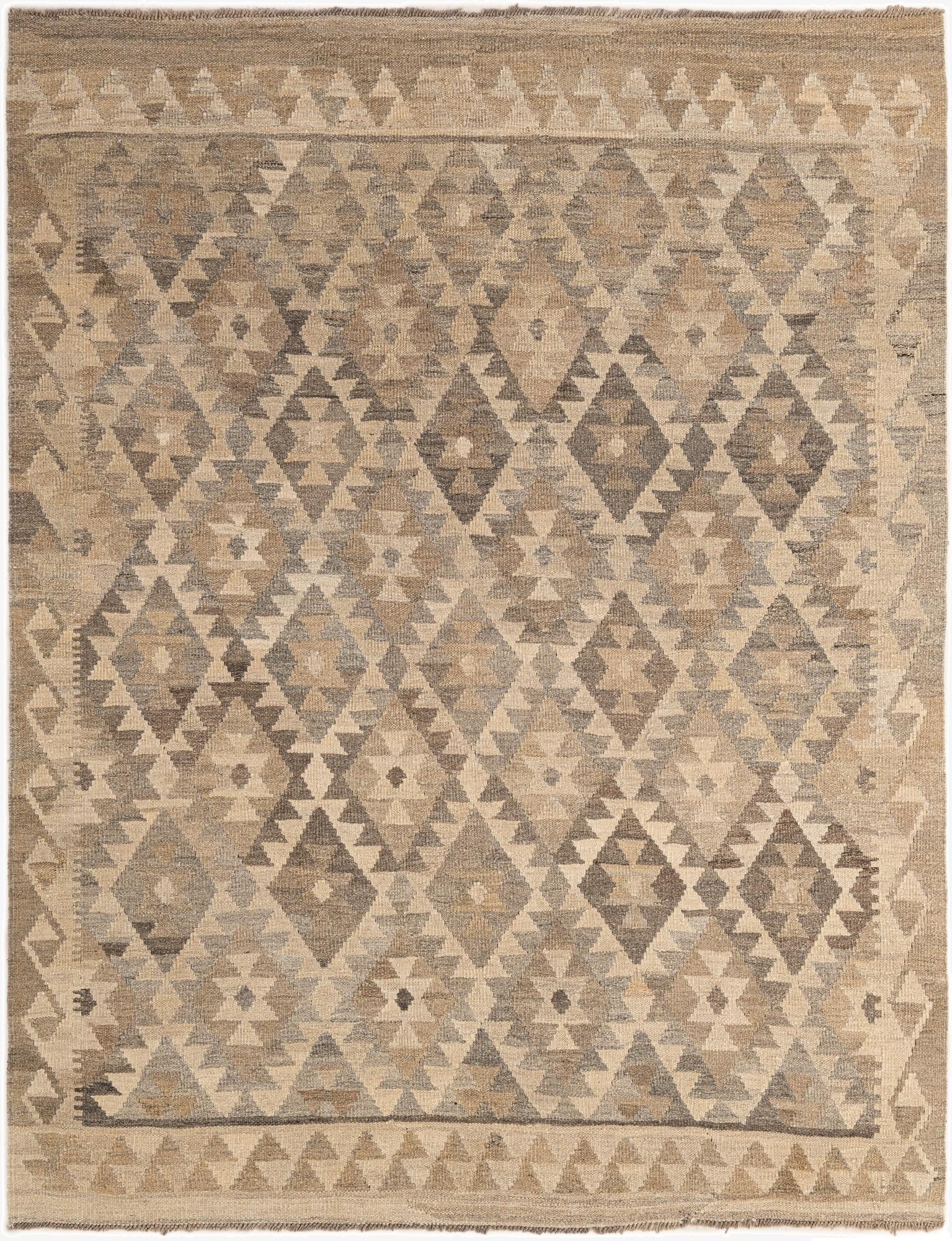 5' 2 x 6' 7  Hand Woven Kilim Maymana Wool Rug