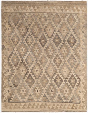 5' 2 x 6' 7 Hand Woven Kilim Maymana Wool Rug