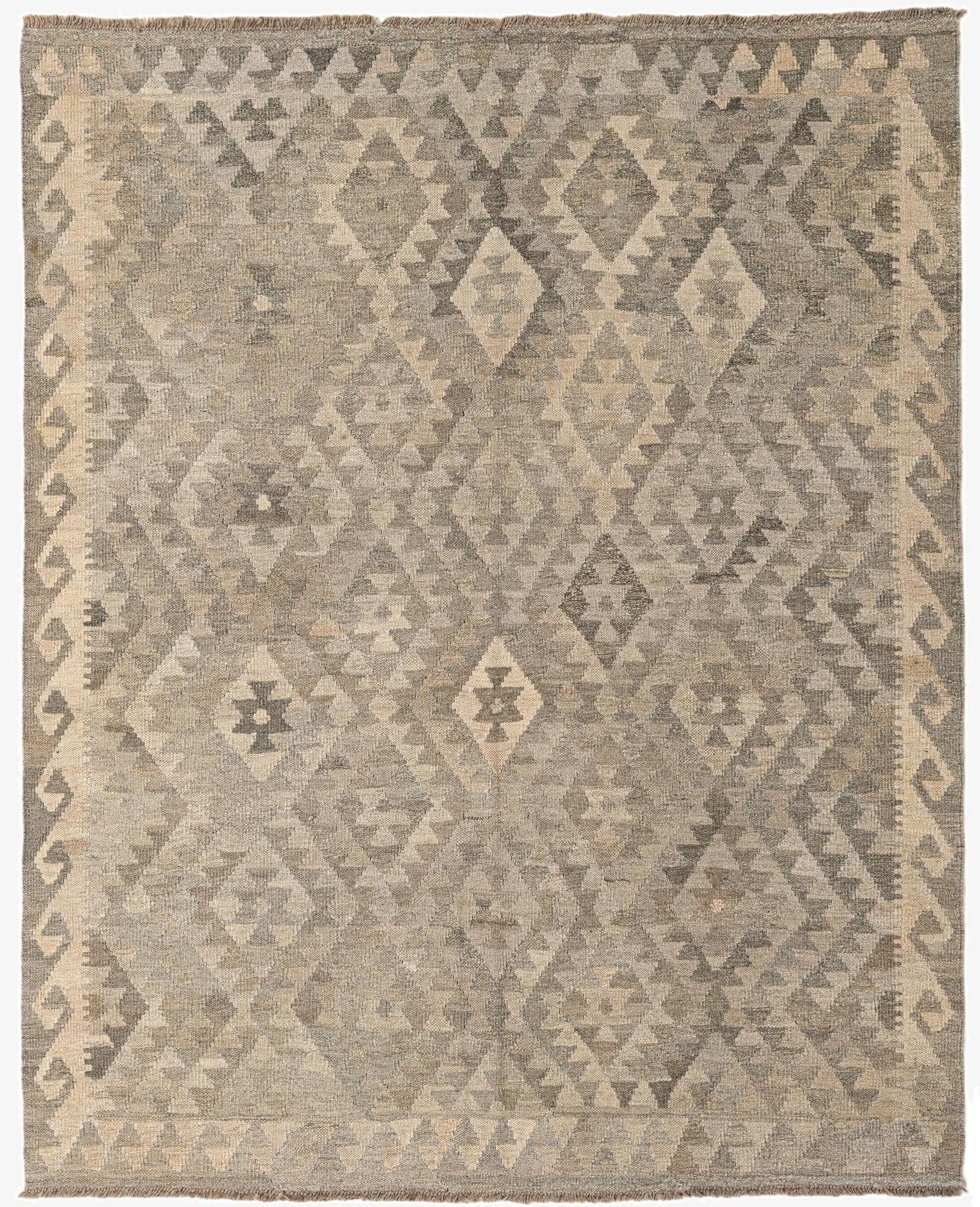 5' 3 x 6' 7  Hand Woven Kilim Maymana Wool Rug