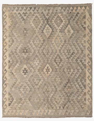 5' 3 x 6' 7 Hand Woven Kilim Maymana Wool Rug