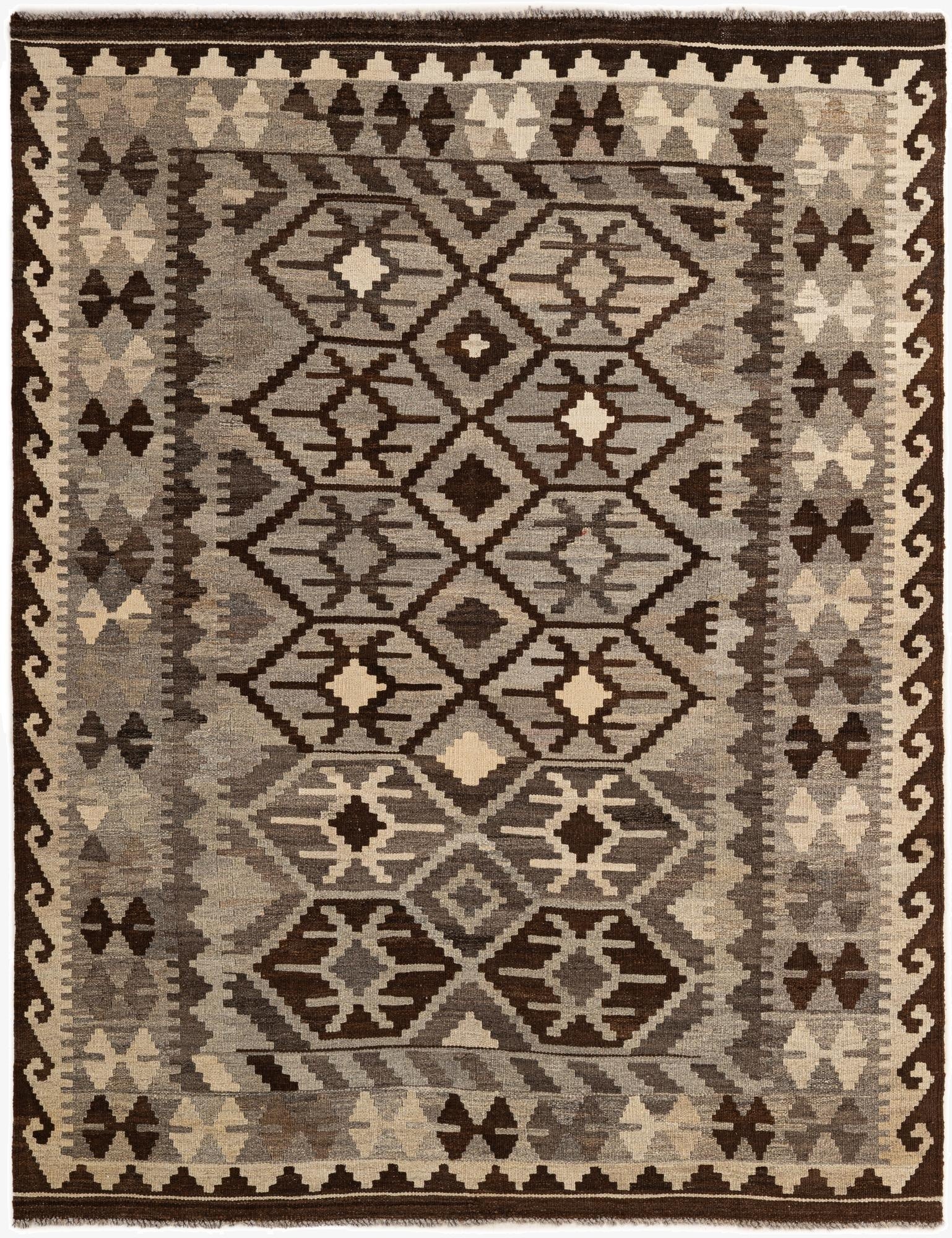 5' 5 x 6' 8  Hand Woven Kilim Maymana Wool Rug