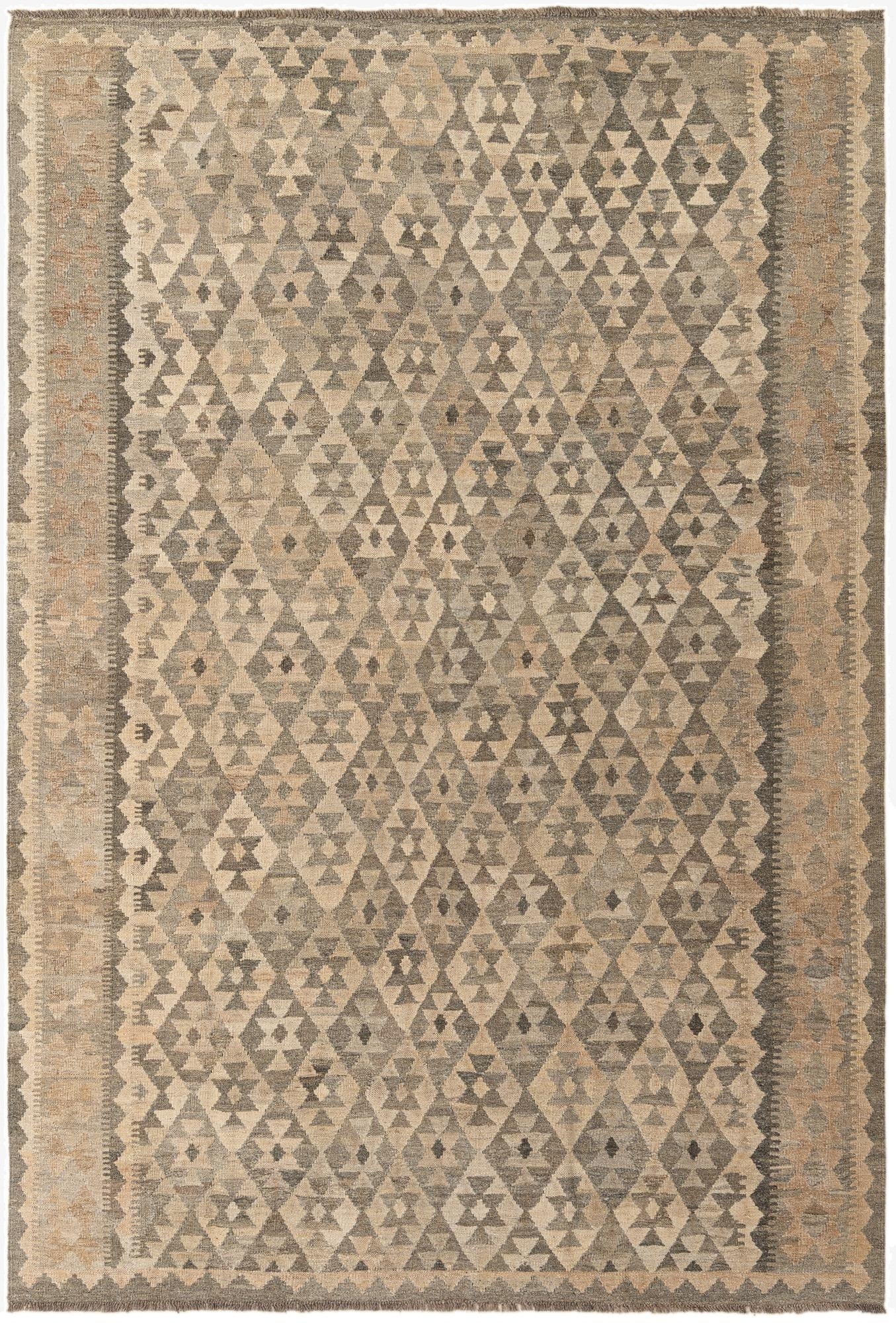 6' 7 x 9' 8  Hand Woven Kilim Maymana Wool Rug
