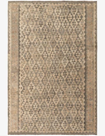 6' 7 x 9' 8 Hand Woven Kilim Maymana Wool Rug