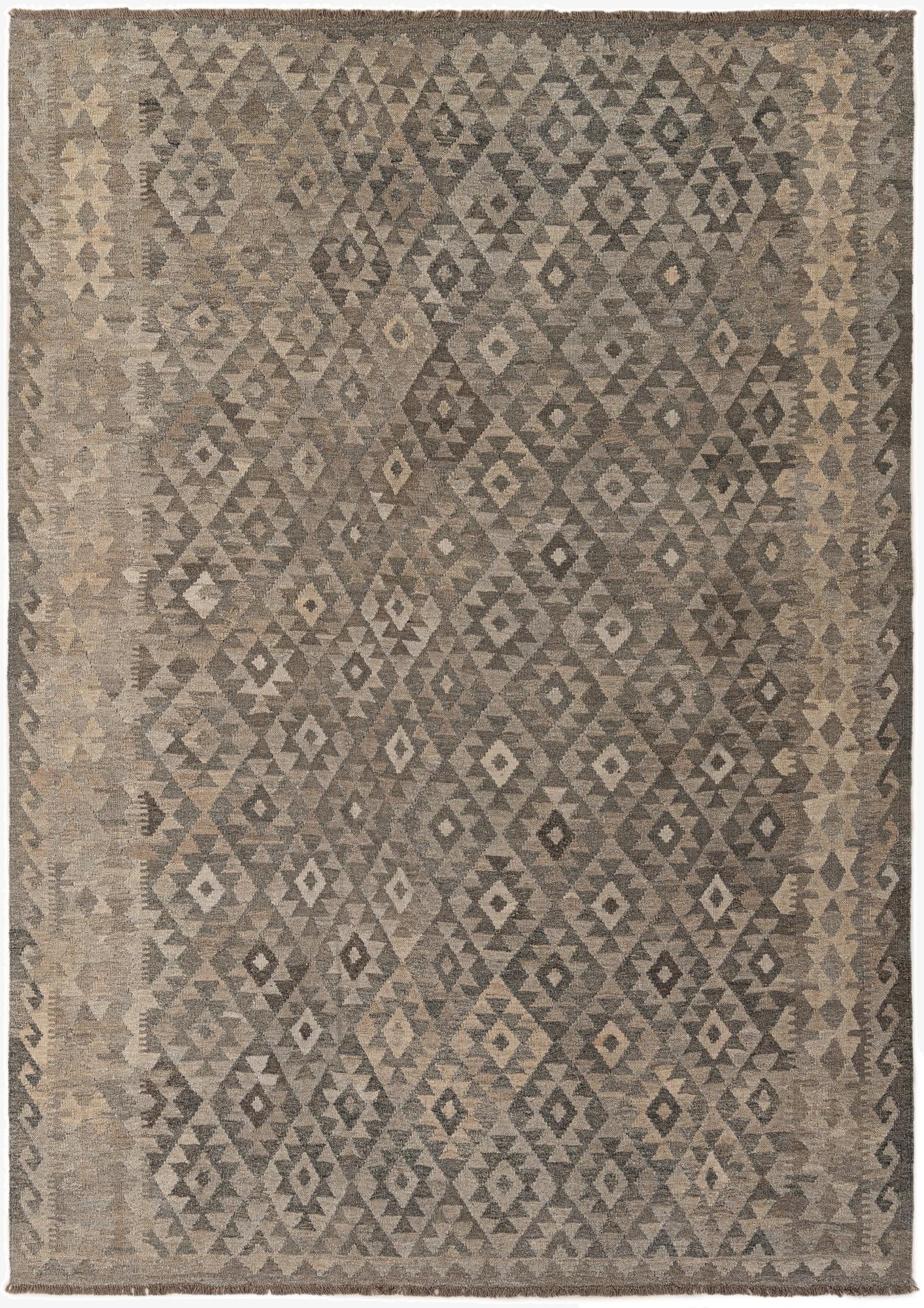 6' 10 x 9' 7  Hand Woven Kilim Maymana Wool Rug