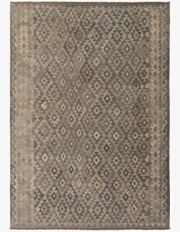 6' 10 x 9' 7 Hand Woven Kilim Maymana Wool Rug