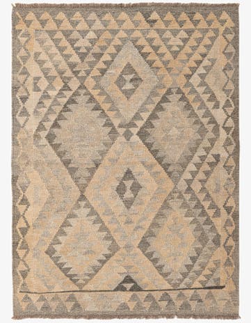 3' 8 x 4' 11 Hand Woven Kilim Maymana Wool Rug
