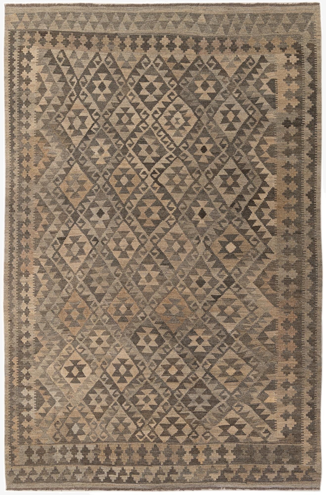 6' 4 x 9' 8  Hand Woven Kilim Maymana Wool Rug