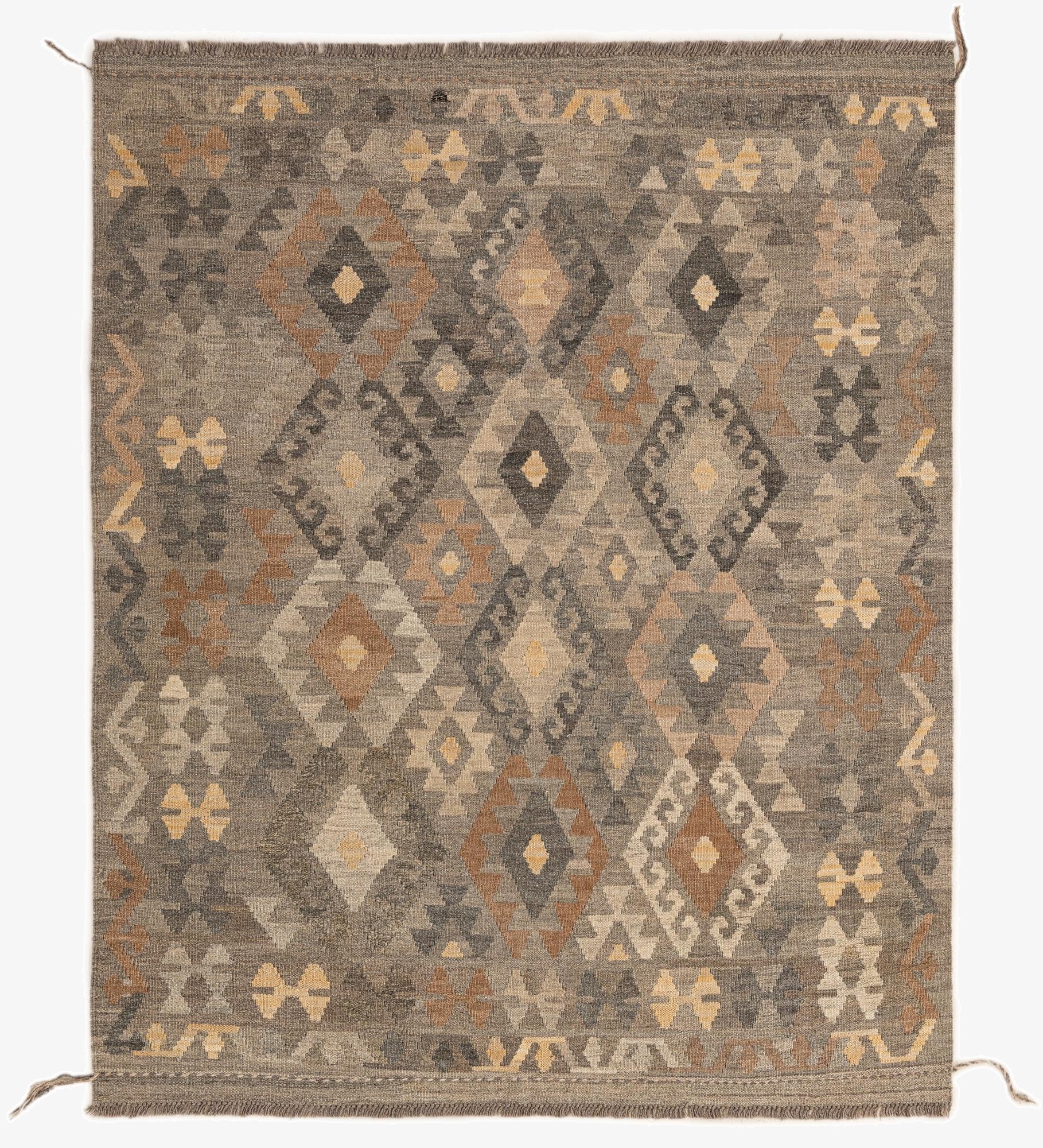5' 2 x 6' 3  Hand Woven Kilim Maymana Wool Rug
