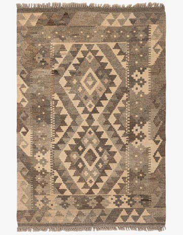 2' 9 x 4' 2 Hand Woven Kilim Maymana Wool Rug