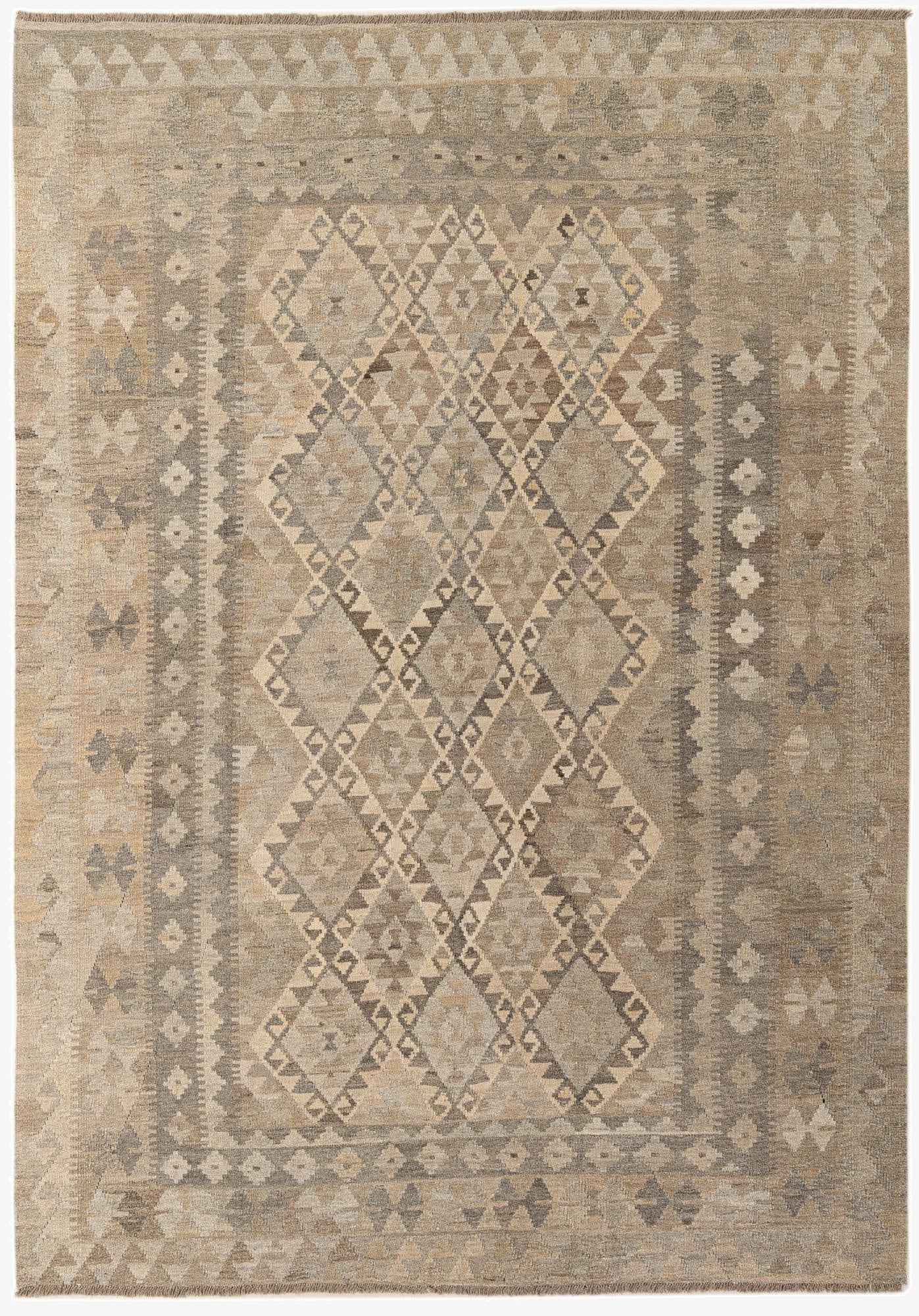 6' 11 x 9' 9  Hand Woven Kilim Maymana Wool Rug
