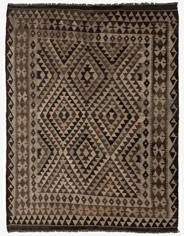 4' 6 x 5' 10 Hand Woven Kilim Maymana Wool Rug