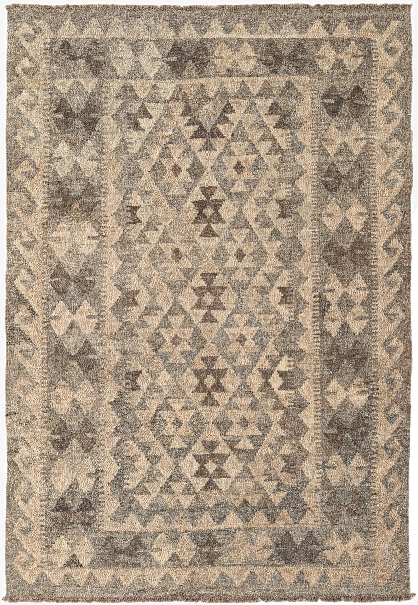 4' x 5' 11  Hand Woven Kilim Maymana Wool Rug