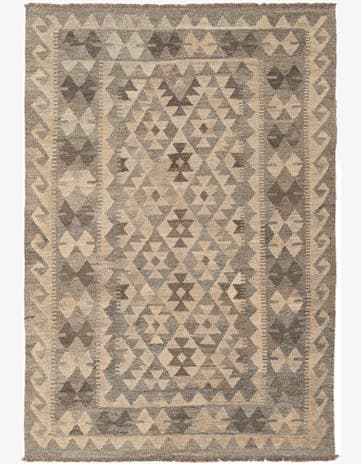 4' x 5' 11 Hand Woven Kilim Maymana Wool Rug