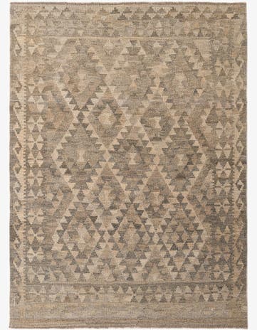 4' 3 x 5' 8 Hand Woven Kilim Maymana Wool Rug