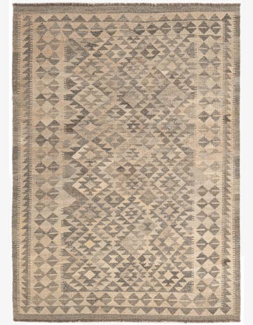 4' 8 x 6' 5 Hand Woven Kilim Maymana Wool Rug
