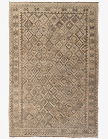 6' 7 x 9' 9 Hand Woven Kilim Maymana Wool Rug