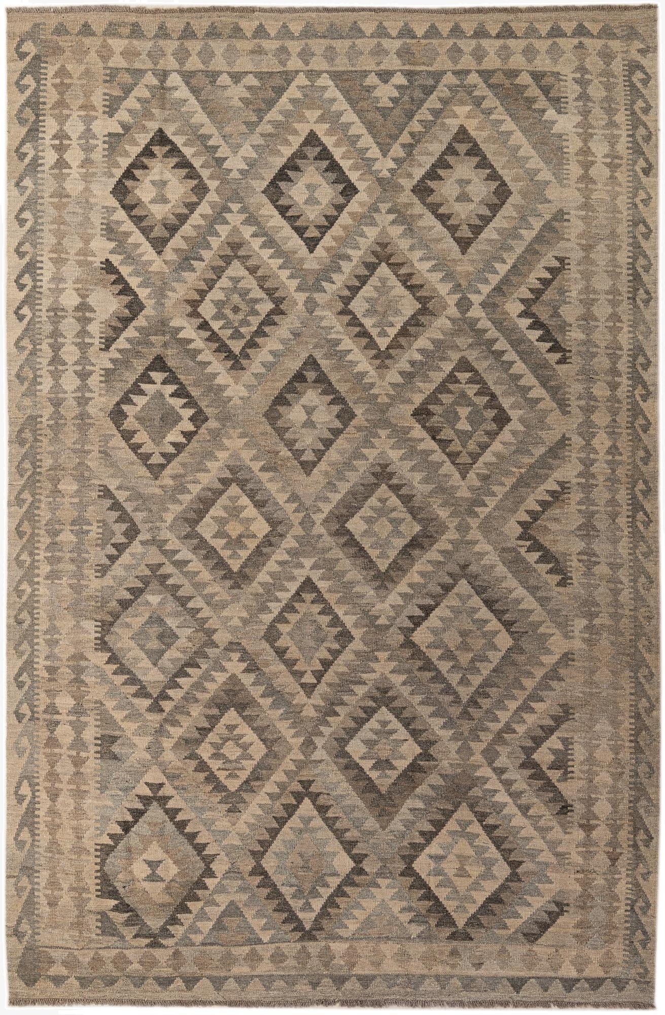 6' 5 x 9' 8  Hand Woven Kilim Maymana Wool Rug