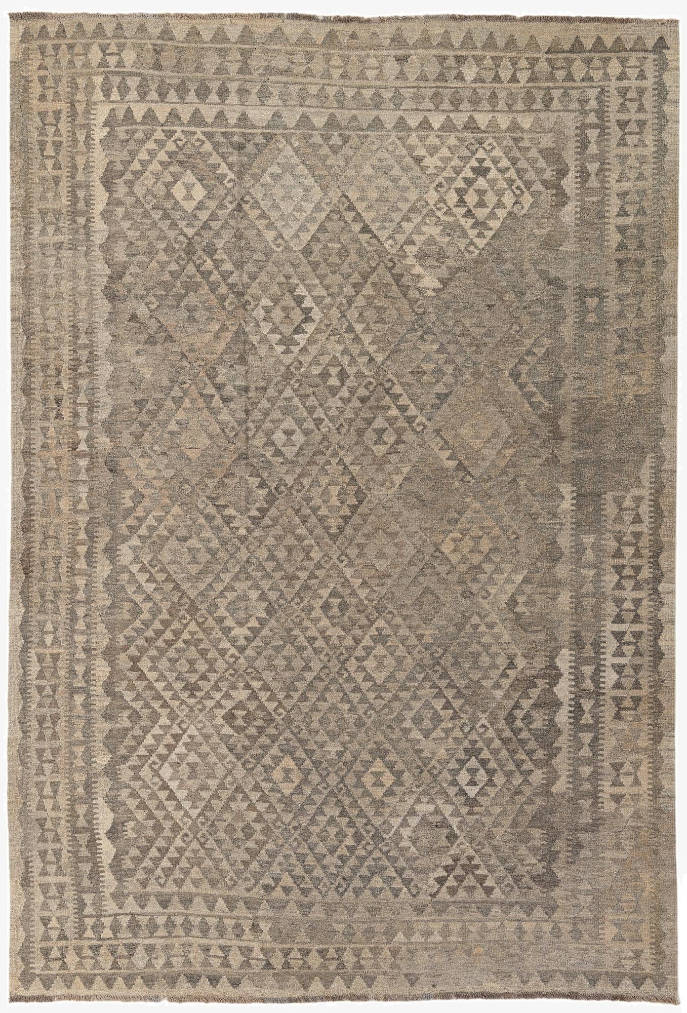 6' 9 x 9' 10  Hand Woven Kilim Maymana Wool Rug