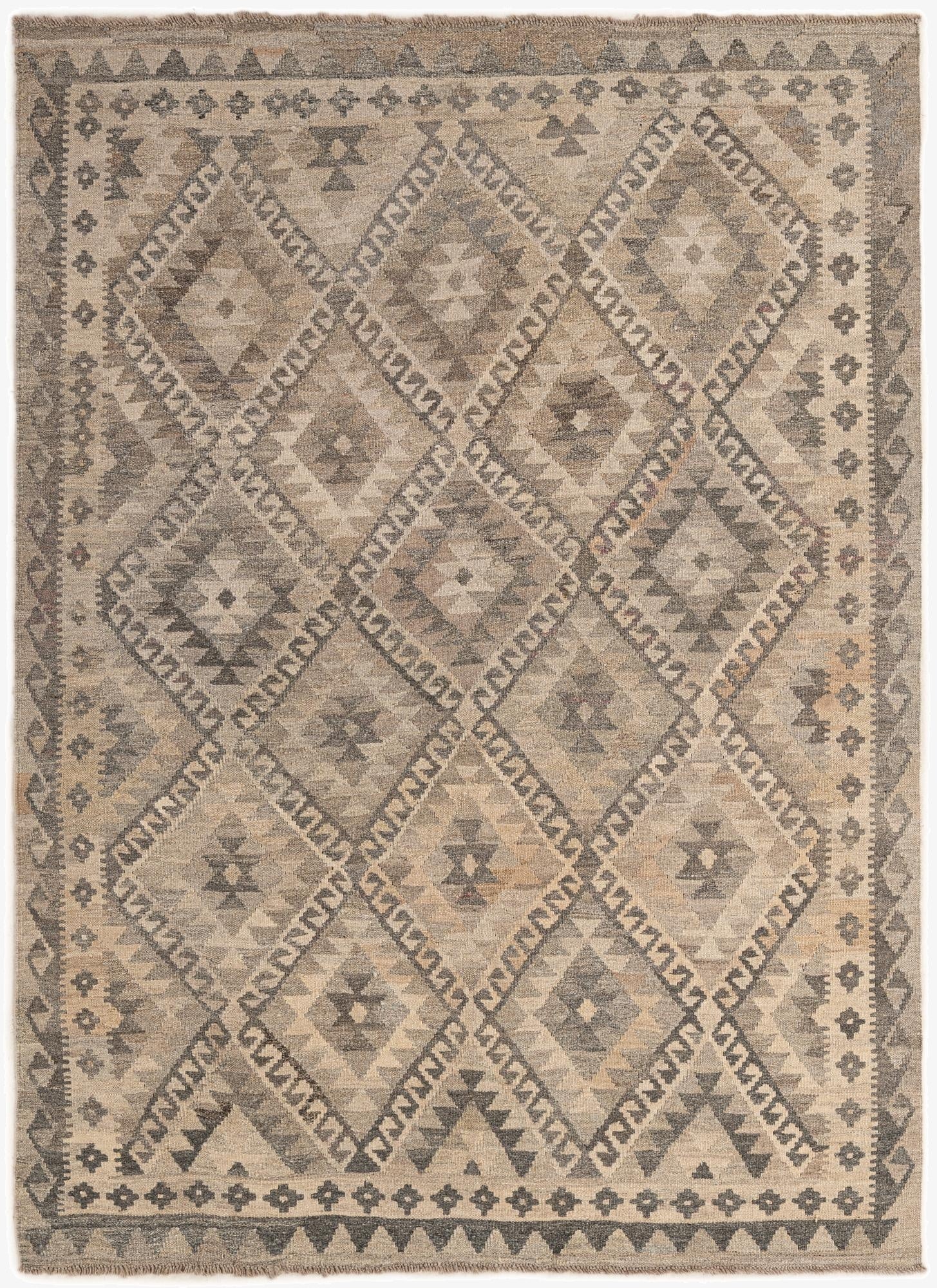 4' 11 x 6' 10  Hand Woven Kilim Maymana Wool Rug