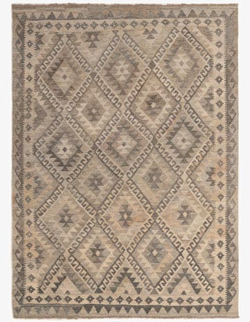 4' 11 x 6' 10 Hand Woven Kilim Maymana Wool Rug