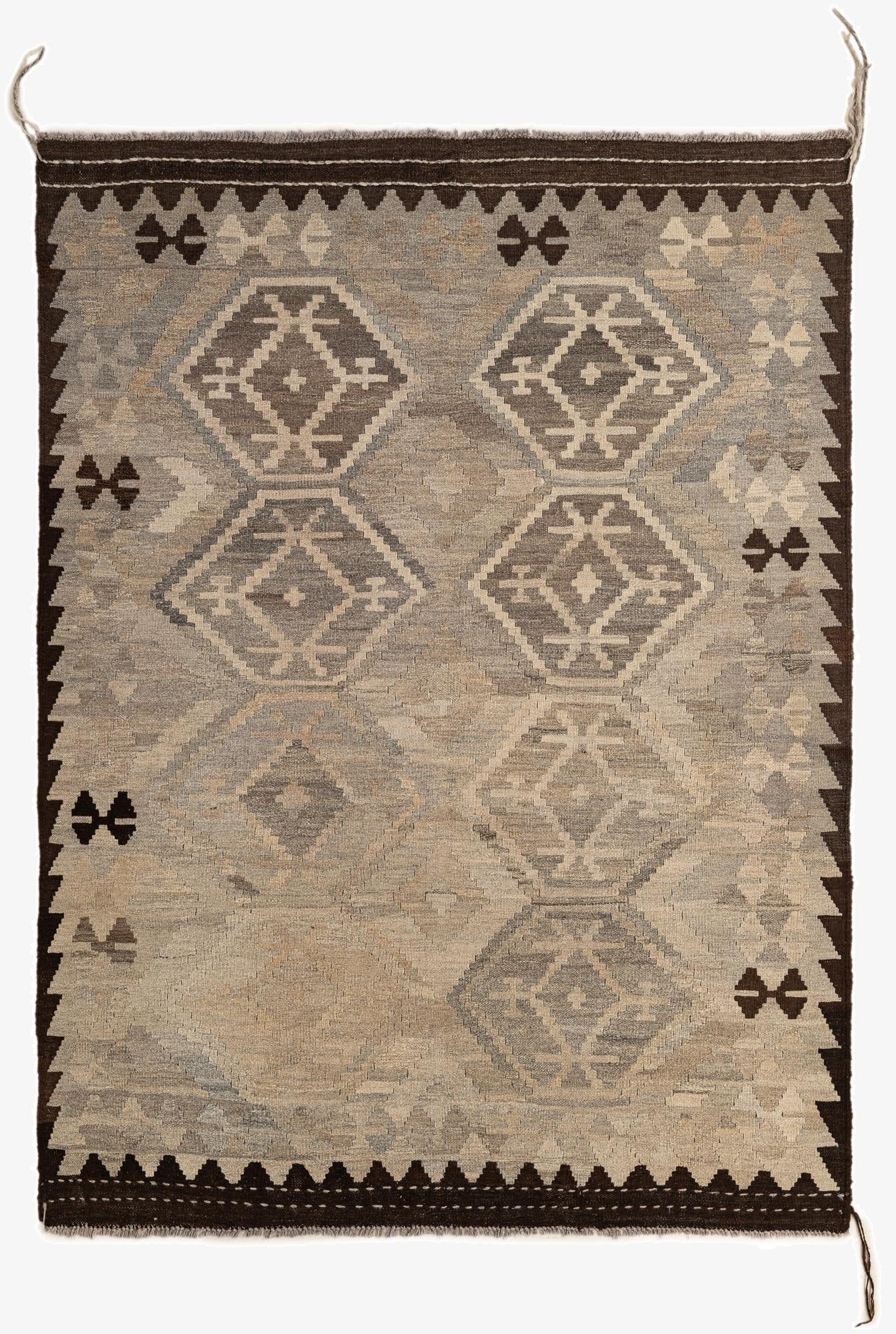 5' x 6' 9  Hand Woven Kilim Maymana Wool Rug