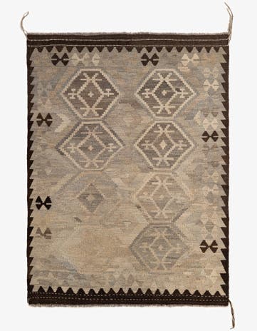 5' x 6' 9 Hand Woven Kilim Maymana Wool Rug