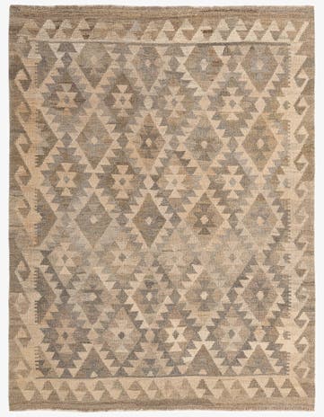 5' 1 x 6' 5 Hand Woven Kilim Maymana Wool Rug