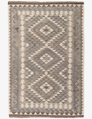 4' 1 x 5' 11 Hand Woven Kilim Maymana Wool Rug