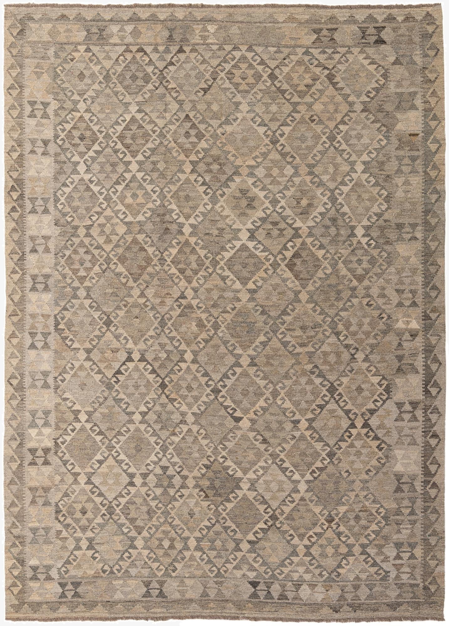 6' 11 x 9' 7  Hand Woven Kilim Maymana Wool Rug