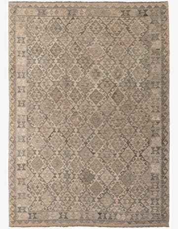 6' 11 x 9' 7 Hand Woven Kilim Maymana Wool Rug