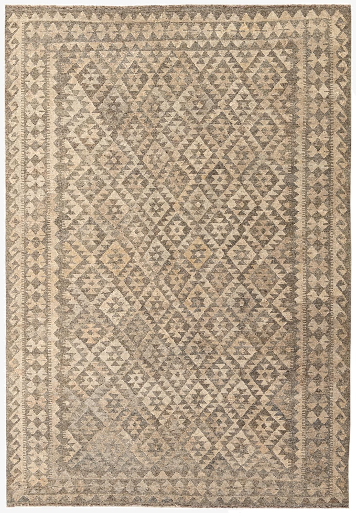 6' 10 x 9' 9  Hand Woven Kilim Maymana Wool Rug
