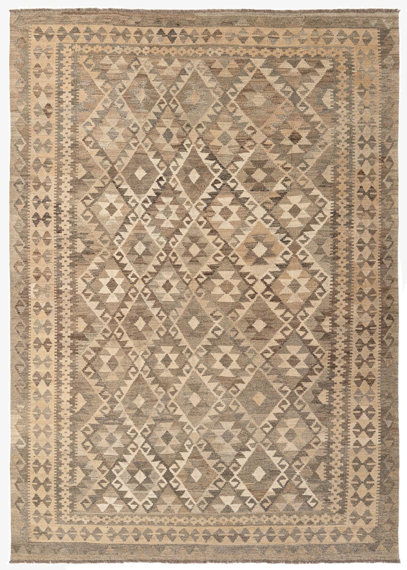 6' 8 x 9' 7  Hand Woven Kilim Maymana Wool Rug