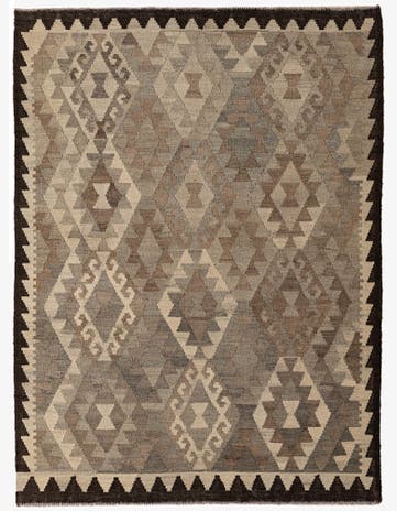 4' 5 x 6' 1 Hand Woven Kilim Maymana Wool Rug