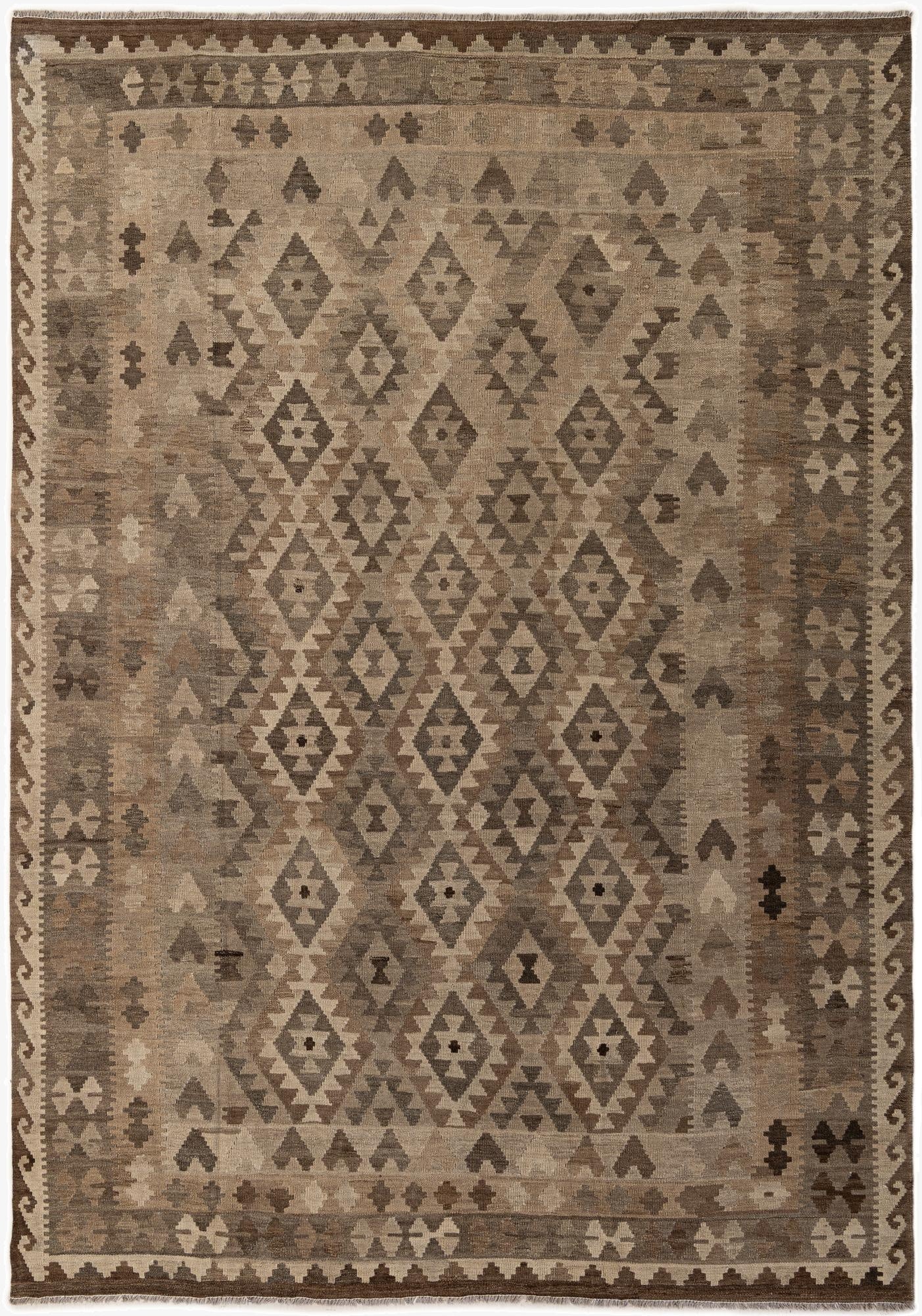 6' 9 x 9' 8  Hand Knotted Kilim Maymana Wool Rug