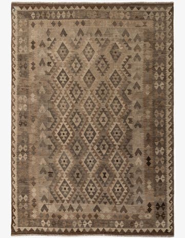 6' 9 x 9' 8 Hand Knotted Kilim Maymana Wool Rug