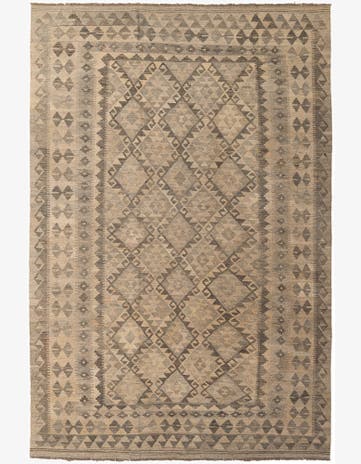 6' 6 x 9' 10 Hand Woven Kilim Maymana Wool Rug