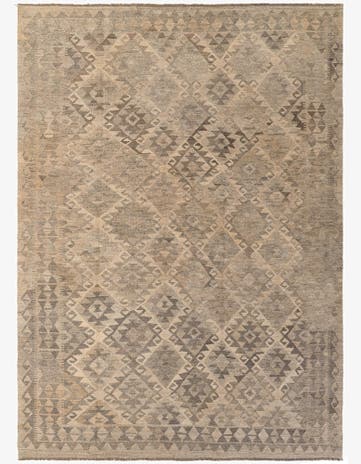 6' 10 x 9' 5 Hand Woven Kilim Maymana Wool Rug